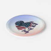 Happy 4 juli USA Flag Heart Papieren Bordje (Gekanteld)