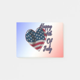 Happy 4 juli USA Flag Heart Post-it® Notes