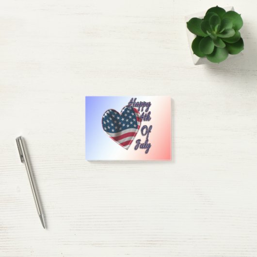 Happy 4 juli USA Flag Heart Post-it® Notes (Kantoor)