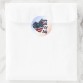 Happy 4 juli USA Flag Heart Ronde Sticker (Tas)
