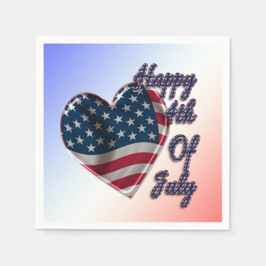 Happy 4 juli USA Flag Heart Servet (Voorkant)