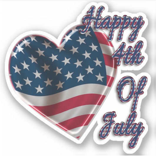 Happy 4 juli USA Flag Heart Sticker (Voorkant)