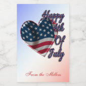 Happy 4 juli USA Flag Heart Voedselcontainer Etiket (Enkel label)