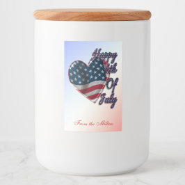Happy 4 juli USA Flag Heart Voedselcontainer Etiket
