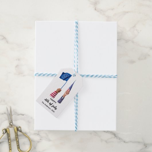 Happy 4 juli USA Independence Day Cadeaulabel (Met Touw)