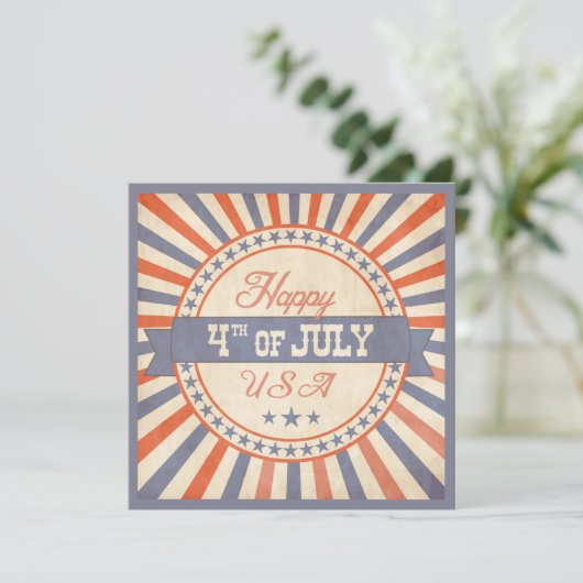  Happy 4 juli VS Stars Stripes Party Kaart (Staand voorkant)