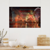 Happy 4 Juli - Vuurwerk de adelaar en het Stadium  Poster (Keuken)