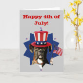 Happy 4 Juli wenskaart van boxer Kaart (Gele Bloem)