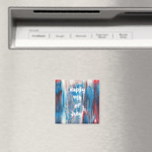 Happy 4-th of Juli Red White Blue Abstracte Magnet (Insitu (Vaatwasser))