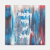 Happy 4-th of Juli Red White Blue Abstracte Magnet (Voorkant)
