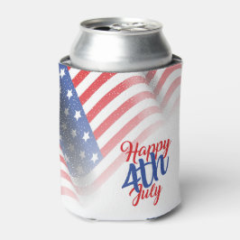 Happy 4 van de Amerikaanse vlag van juli Blikjeskoeler
