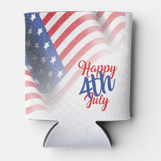 Happy 4 van de Amerikaanse vlag van juli Blikjeskoeler (Voorkant)