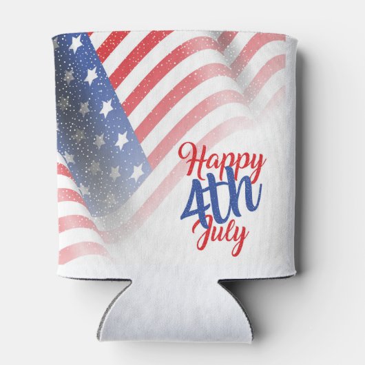 Happy 4 van de Amerikaanse vlag van juli Blikjeskoeler (Achterkant)