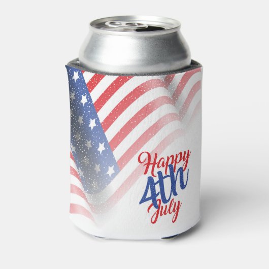 Happy 4 van de Amerikaanse vlag van juli Blikjeskoeler (Blikje Achterkant)