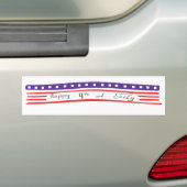 Happy 4 van de Amerikaanse vlag van juli Bumpersticker (Op auto)
