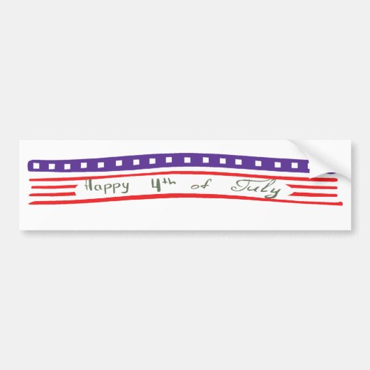 Happy 4 van de Amerikaanse vlag van juli Bumpersticker (Voorkant)