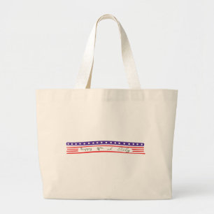 Happy 4 van de Amerikaanse vlag van juli Grote Tote Bag