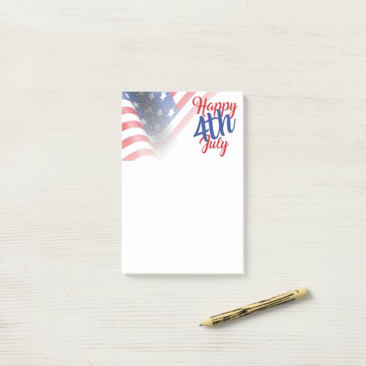 Happy 4 van de Amerikaanse vlag van juli Post-it® Notes (Op bureau)
