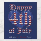 Happy 4 van de Stars van juli en Stripes Typografi Wijn Etiket (Enkel label)