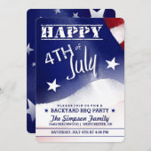 Happy 4 van de uitnodiging van Red White Blue Part (Voorkant / Achterkant)