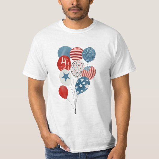Happy 4 van de waterverf ballonnen van juli t-shirt (Voorkant)