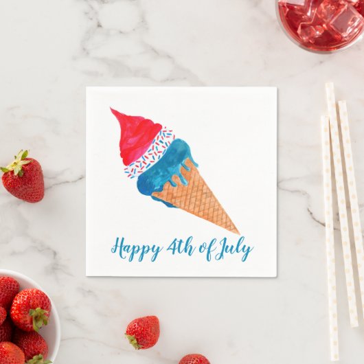 Happy 4 van de waterverf-ijsje van juli servet (Insitu)