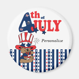 Happy 4 van het Beer van juli Magneet