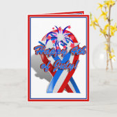 Happy 4 van het Lint van Juli met Vuurwerk Kaart (Gele Bloem)