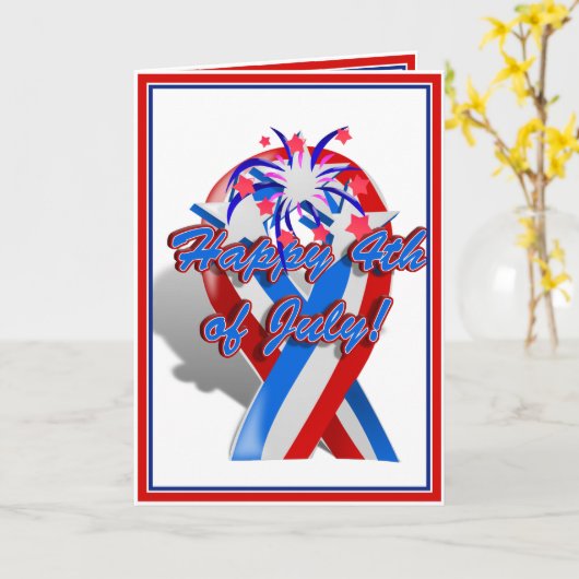 Happy 4 van het Lint van Juli met Vuurwerk Kaart (Gele Bloem)