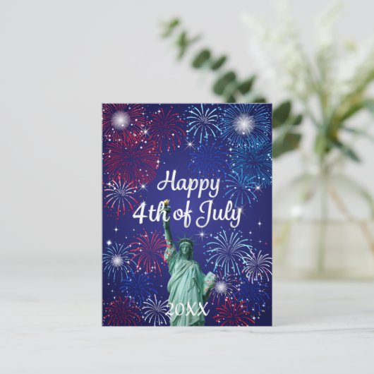 Happy 4 van het Vuurwerk van Juli Briefkaart (Staand voorkant)