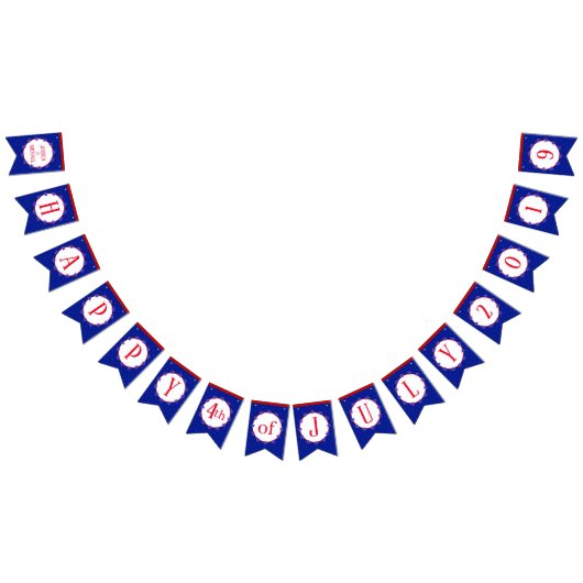 Happy 4 van juli 2019 met Names Bunting Banner (Alle)