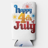Happy 4-van-juli aangepaste naamlijst seltzer blikjeskoeler (Voorkant)