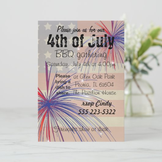 Happy 4 van juli BBQ |  stijl Kaart (Staand voorkant)