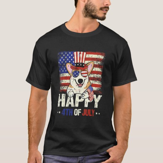 Happy 4 van juli Corgi T-shirt (Voorkant)