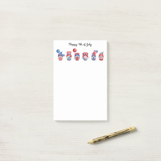 Happy 4-van-juli Gnomes Post-it® Notes (Op bureau)