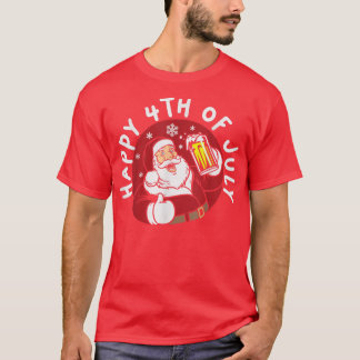 Happy 4-van-juli kerstvakantiestrand t-shirt