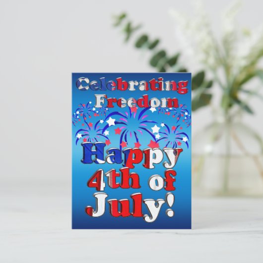 Happy 4 van juli met Fireworks Briefkaart (Staand voorkant)