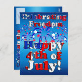 Happy 4 van juli met Fireworks Briefkaart (Voorkant / Achterkant)