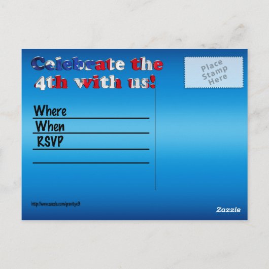 Happy 4 van juli met Fireworks Briefkaart (Achterkant)