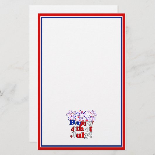 Happy 4 van juli met Fireworks Briefpapier (Voorkant / Achterkant)