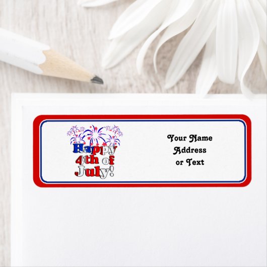 Happy 4 van juli met Fireworks Etiket (Insitu)