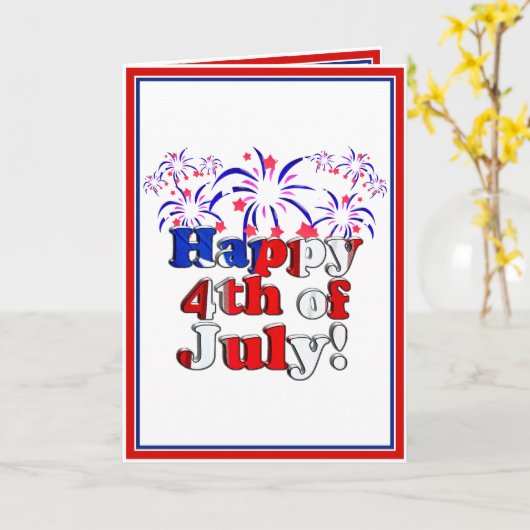 Happy 4 van juli met Fireworks Kaart (Gele Bloem)