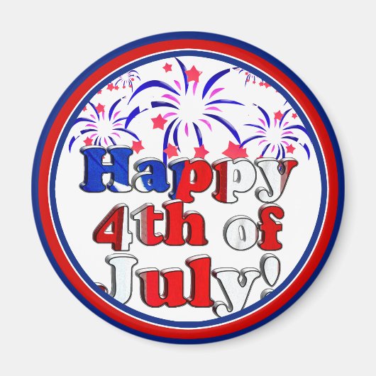 Happy 4 van juli met Fireworks Magneet (Voorkant)