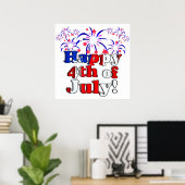 Happy 4 van juli met Fireworks Poster (Thuiskantoor)