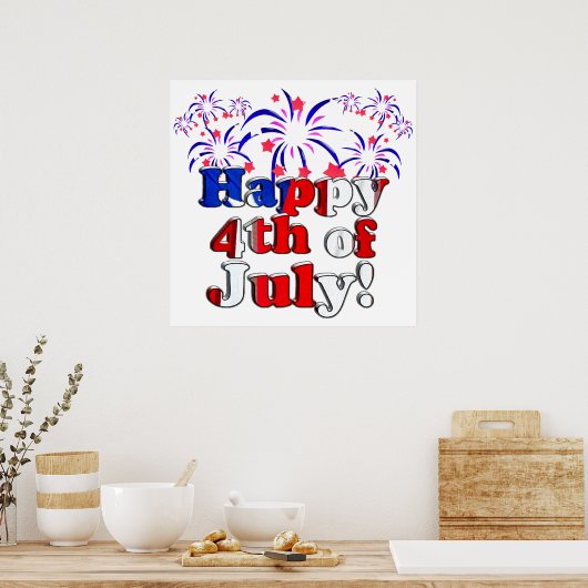 Happy 4 van juli met Fireworks Poster (Keuken)