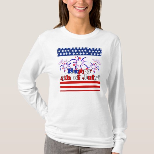 Happy 4 van juli met Fireworks T-shirt (Voorkant)