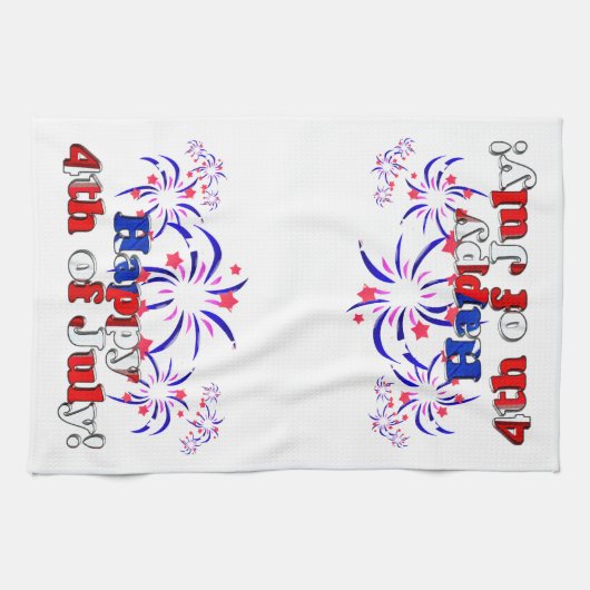 Happy 4 van juli met Fireworks Theedoek (Horizontaal)