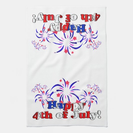 Happy 4 van juli met Fireworks Theedoek (Verticaal)