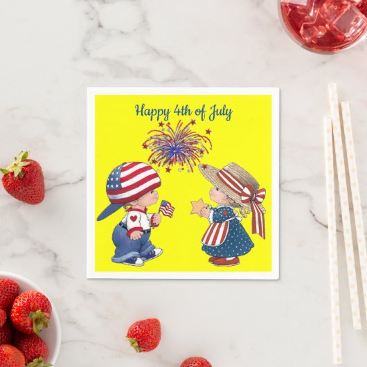 Happy 4-van-juli paper Napkins Servet (Insitu)