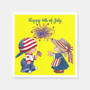 Happy 4-van-juli paper Napkins Servet